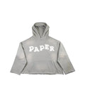 Front View of the Paper Money PAPER HOODIE in Grey