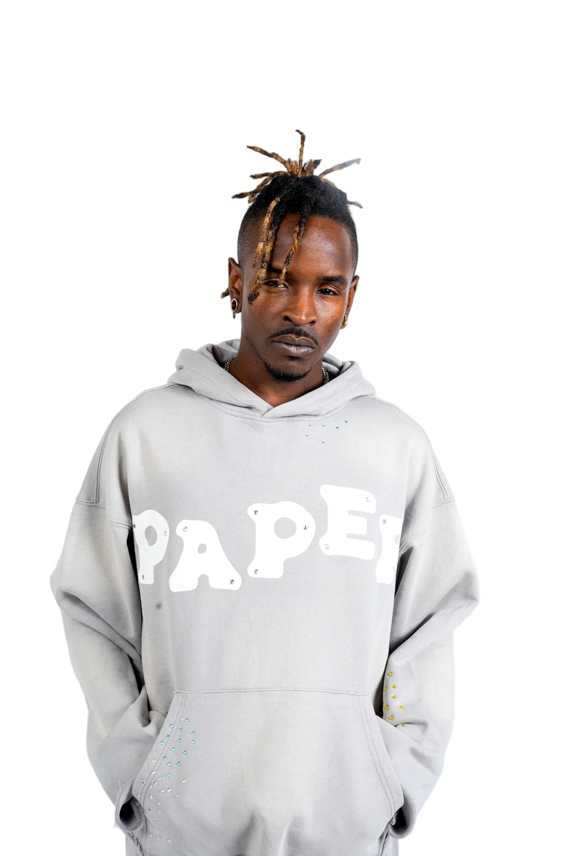 Model Photo View of the Paper Money PAPER HOODIE in Grey