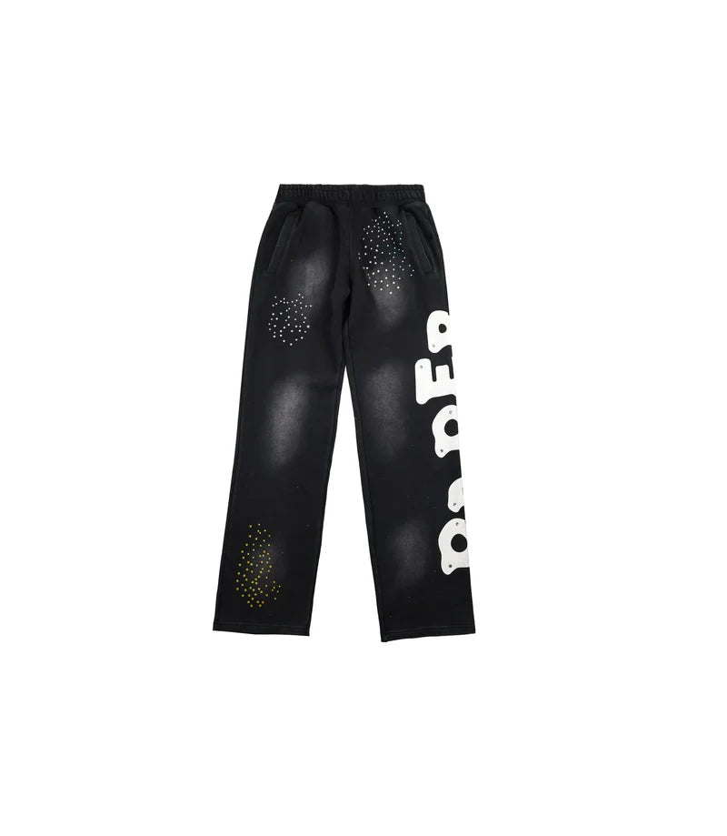 Front View of the Paper Money PAPER SWEATPANTS in Black