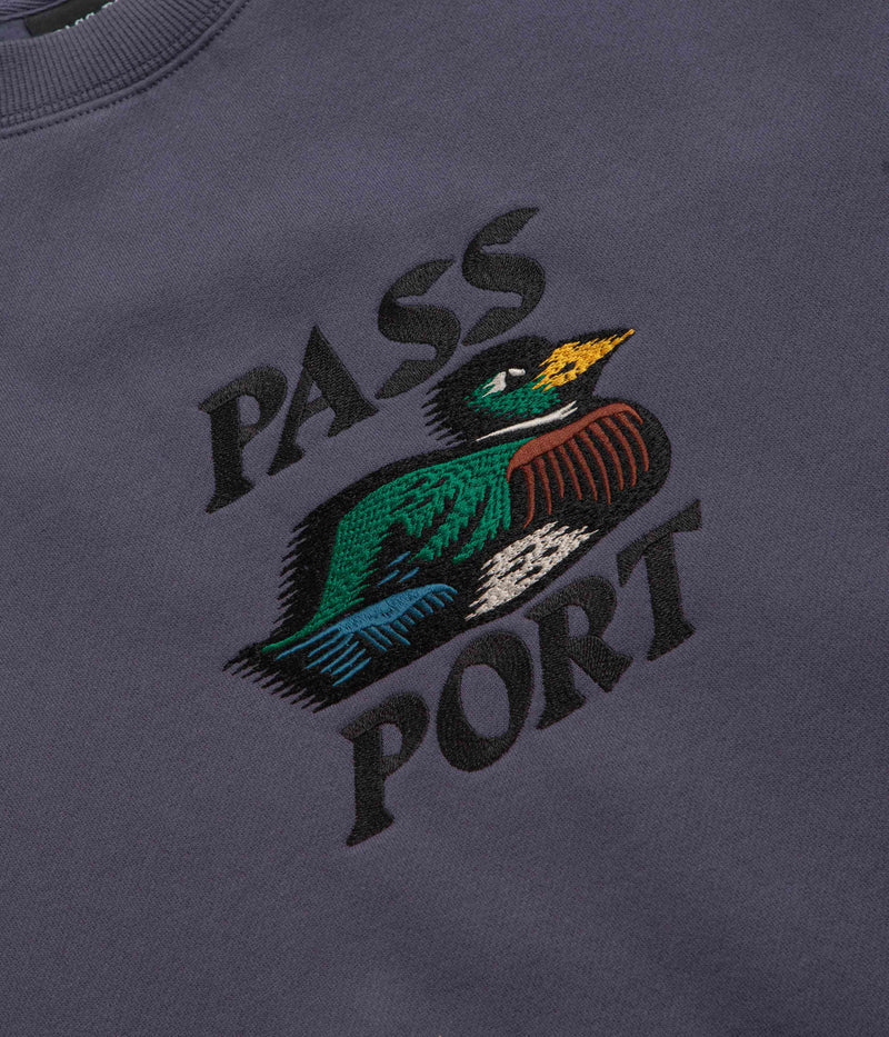 Pass Port Fast Duck Crewneck Sweatshirt in Dusty Blue