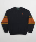 Pass Port Organic Cotton Stripe Knit Sweatshirt in Navy