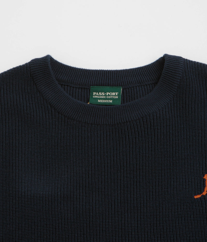 Pass Port Organic Cotton Stripe Knit Sweatshirt in Navy