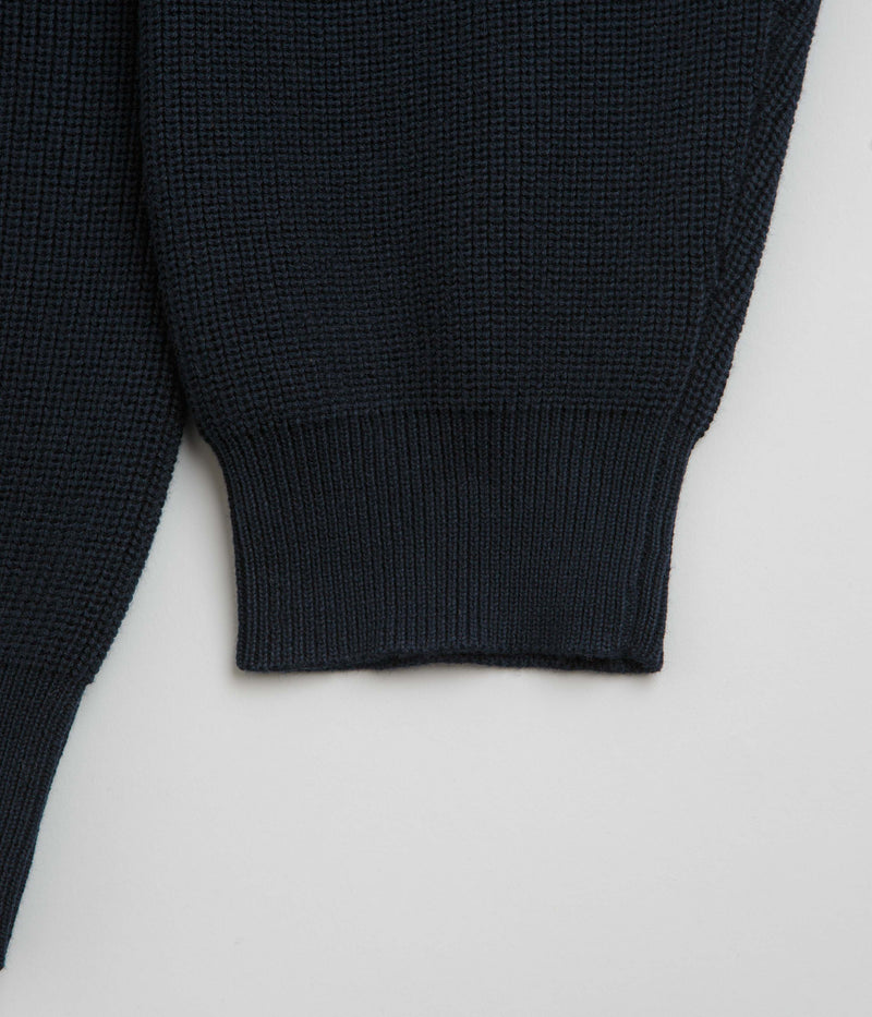 Pass Port Organic Cotton Stripe Knit Sweatshirt in Navy