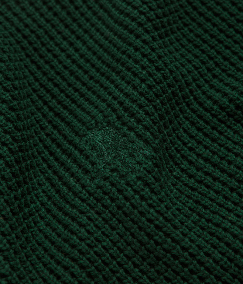 Pass Port Organic Cotton Waffle Knit Sweatshirt in Dark Green