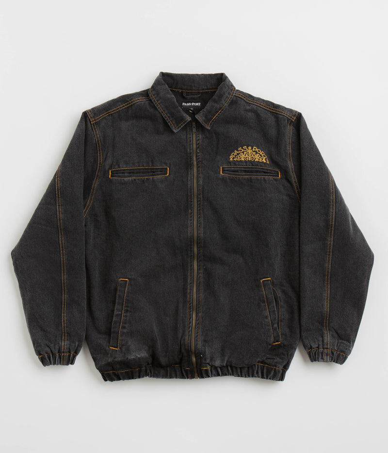 Pass Port Vineyard Birds Denim Delivery Jacket in Washed Black