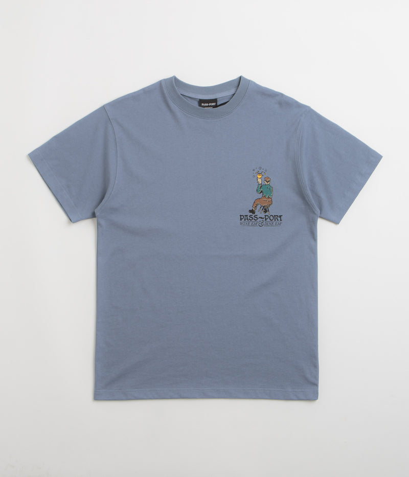 Pass Port Wine Em T-Shirt in Stonewash Blue