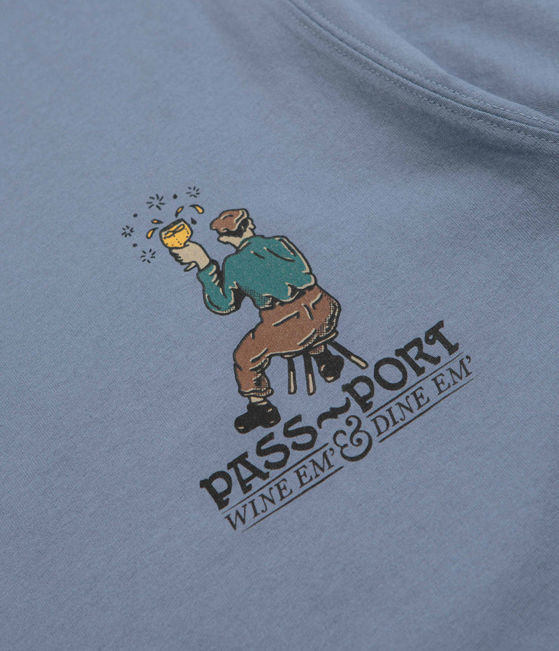Pass Port Wine Em T-Shirt in Stonewash Blue