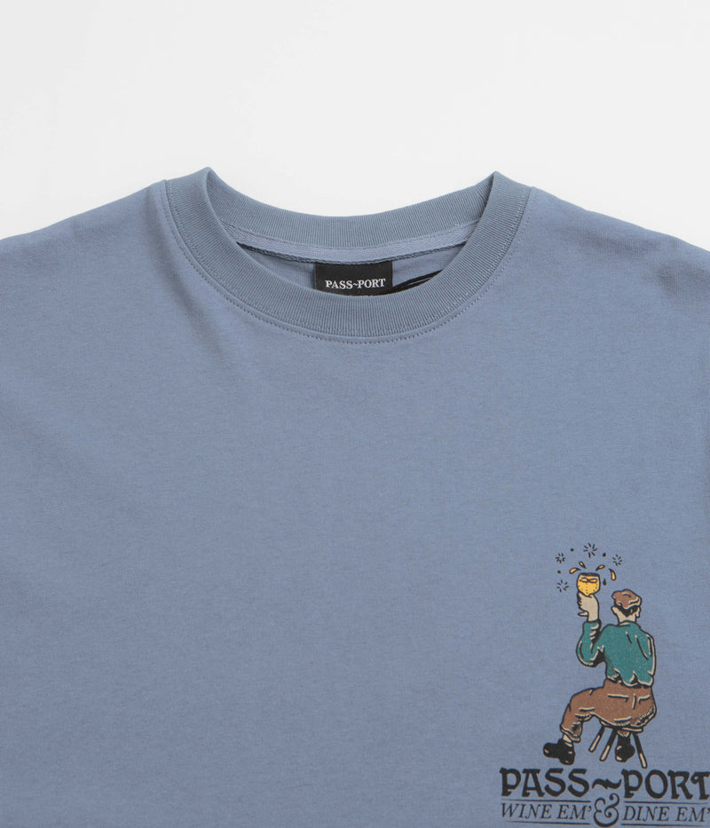 Pass Port Wine Em T-Shirt in Stonewash Blue