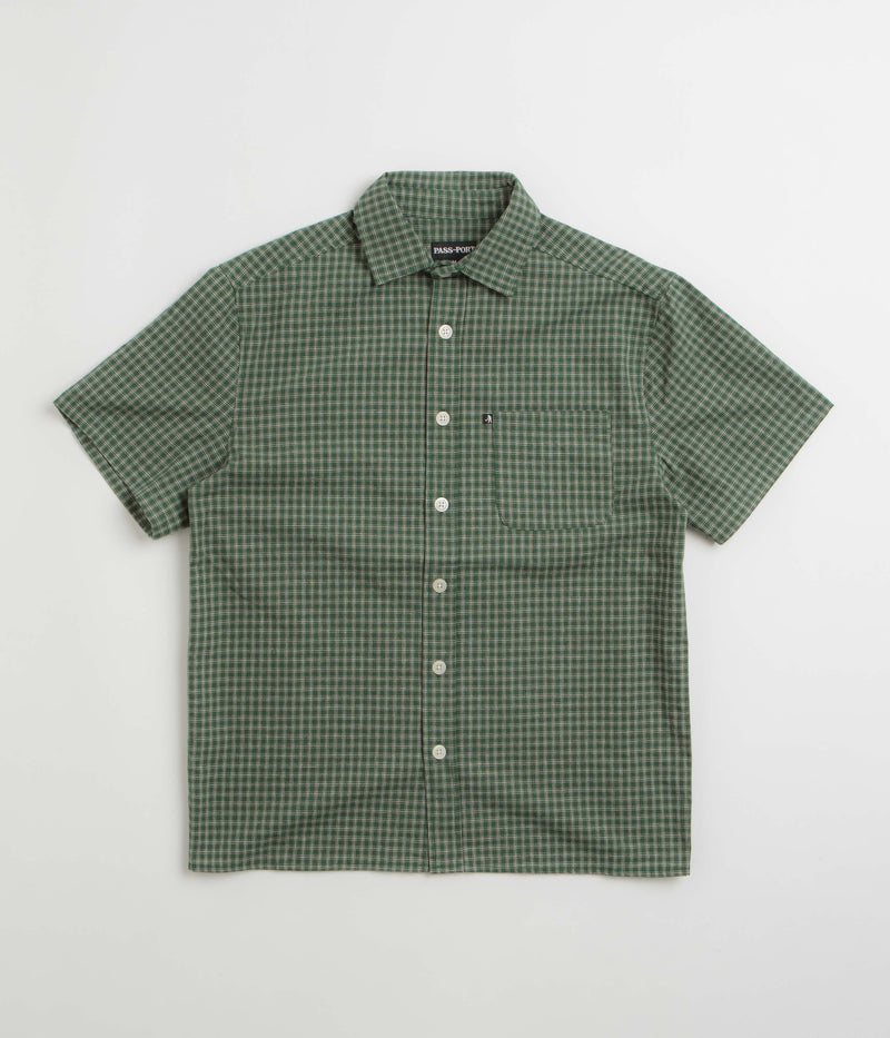 Pass Port Workers Check Short Sleeve Shirt in Green