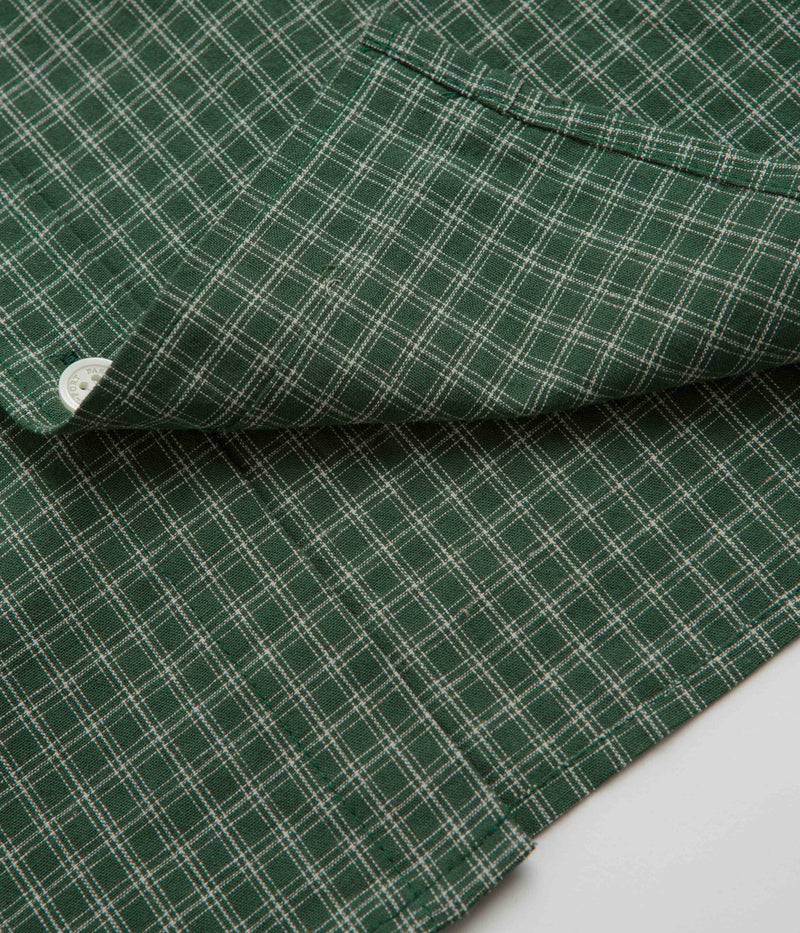 Pass Port Workers Check Short Sleeve Shirt in Green