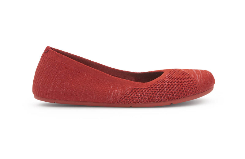 Xero Shoes Phoenix Knit Women Shoe in Red with Toe Facing Right