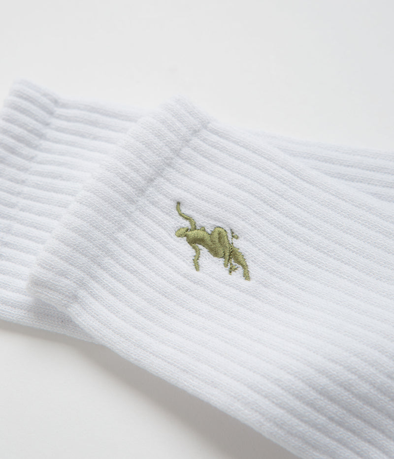 Polar No Comply Socks in White and Army Green