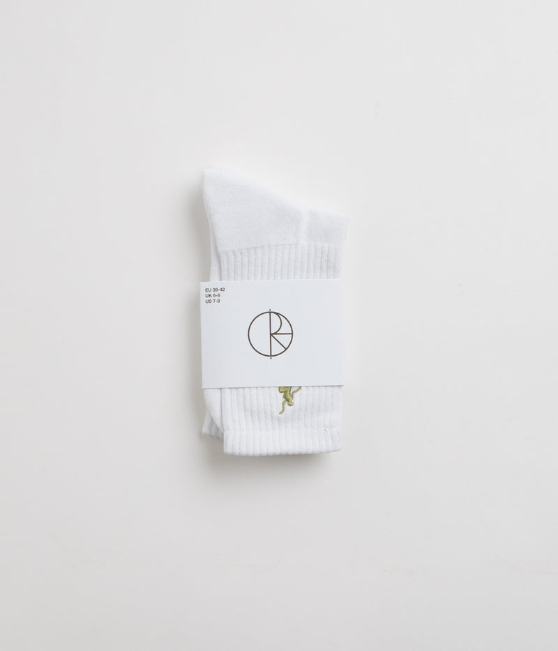 Polar No Comply Socks in White and Army Green