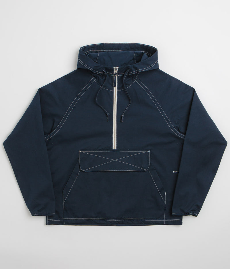 Pop Trading Company DRS Hooded Halfzip Jacket in Navy