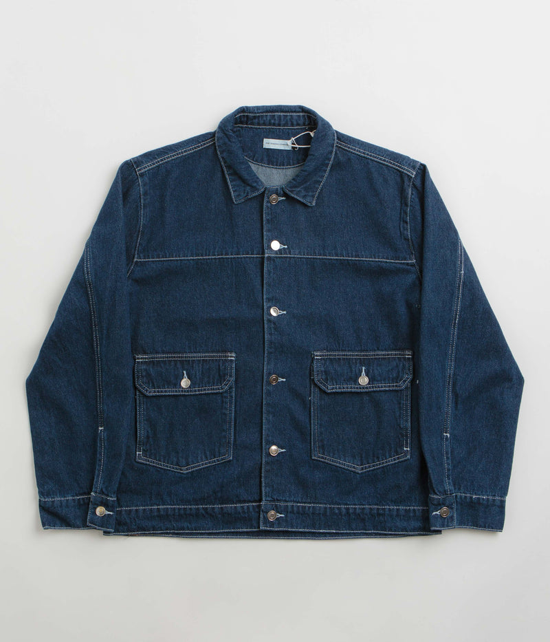 Pop Trading Company Full Button Denim Jacket in Rinsed Denim