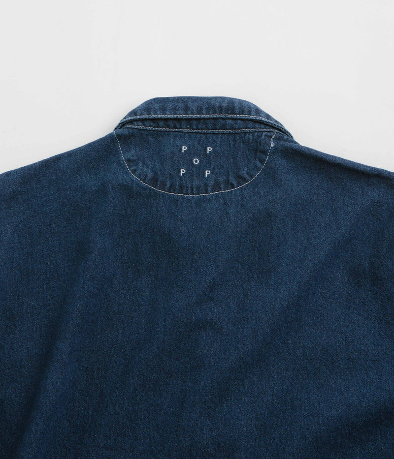 Pop Trading Company Full Button Denim Jacket in Rinsed Denim