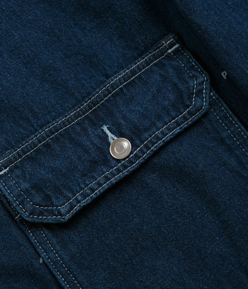 Pop Trading Company Full Button Denim Jacket in Rinsed Denim