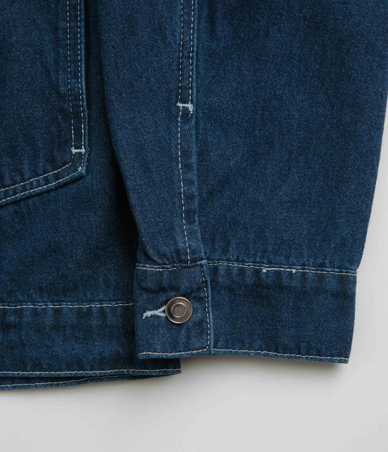 Pop Trading Company Full Button Denim Jacket in Rinsed Denim