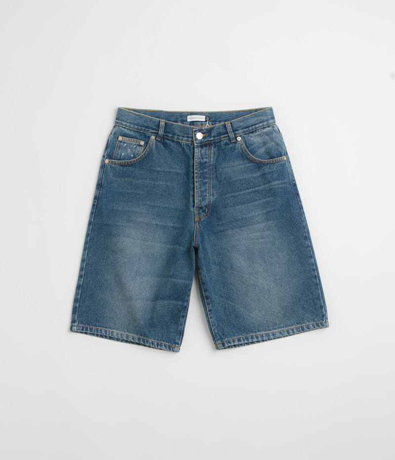 Pop Trading Company Longer DRS Shorts in Washed Denim