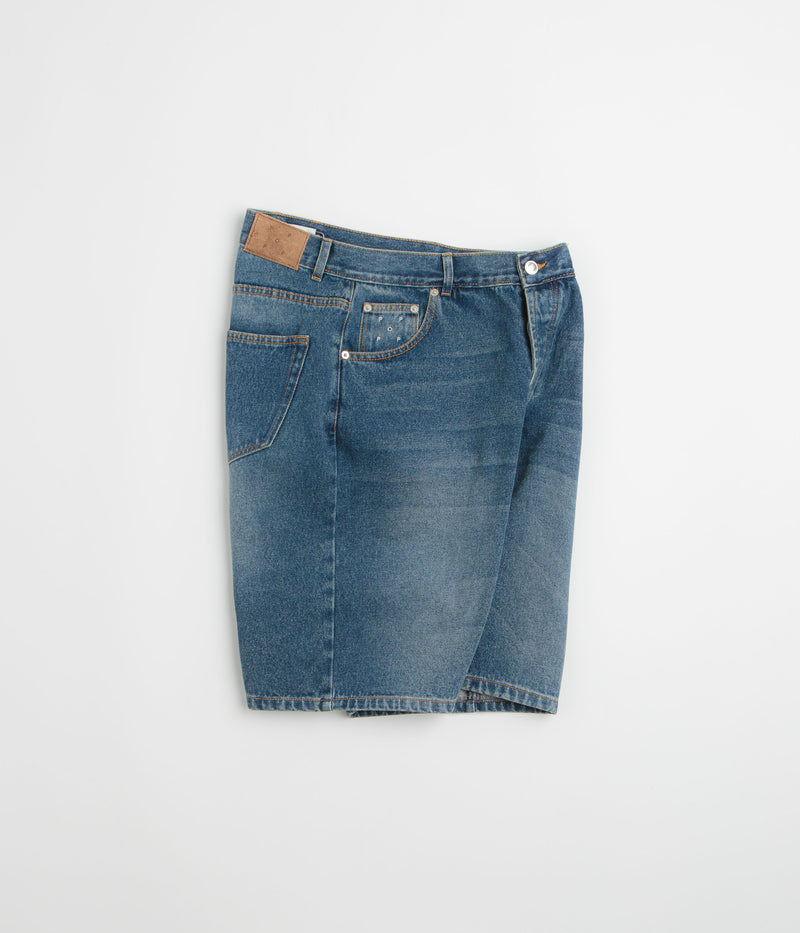 Pop Trading Company Longer DRS Shorts in Washed Denim