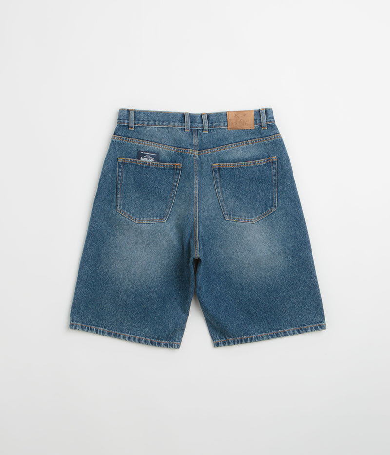 Pop Trading Company Longer DRS Shorts in Washed Denim