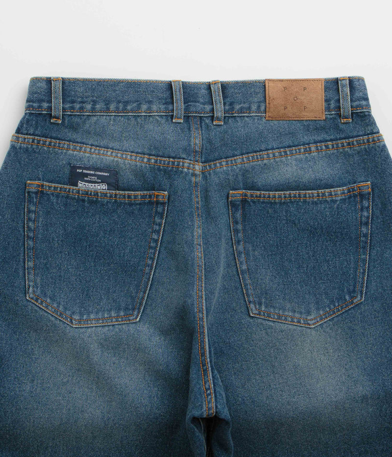 Pop Trading Company Longer DRS Shorts in Washed Denim