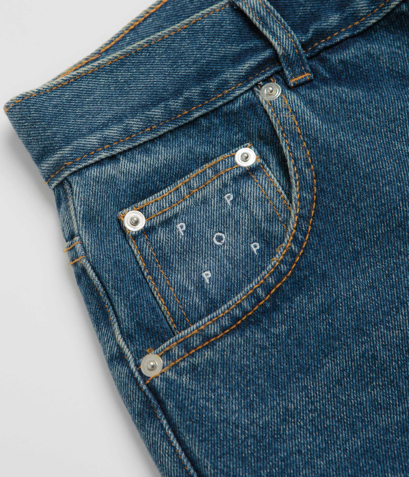 Pop Trading Company Longer DRS Shorts in Washed Denim