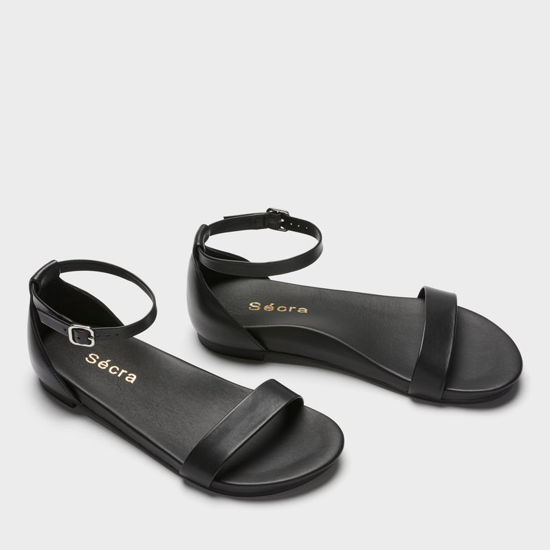 Sécra Poppy black leather sandals