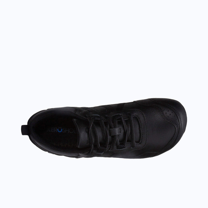 Top View of Xero Shoes Prio All-Day SR Women Shoe in Black with Toe Facing Right