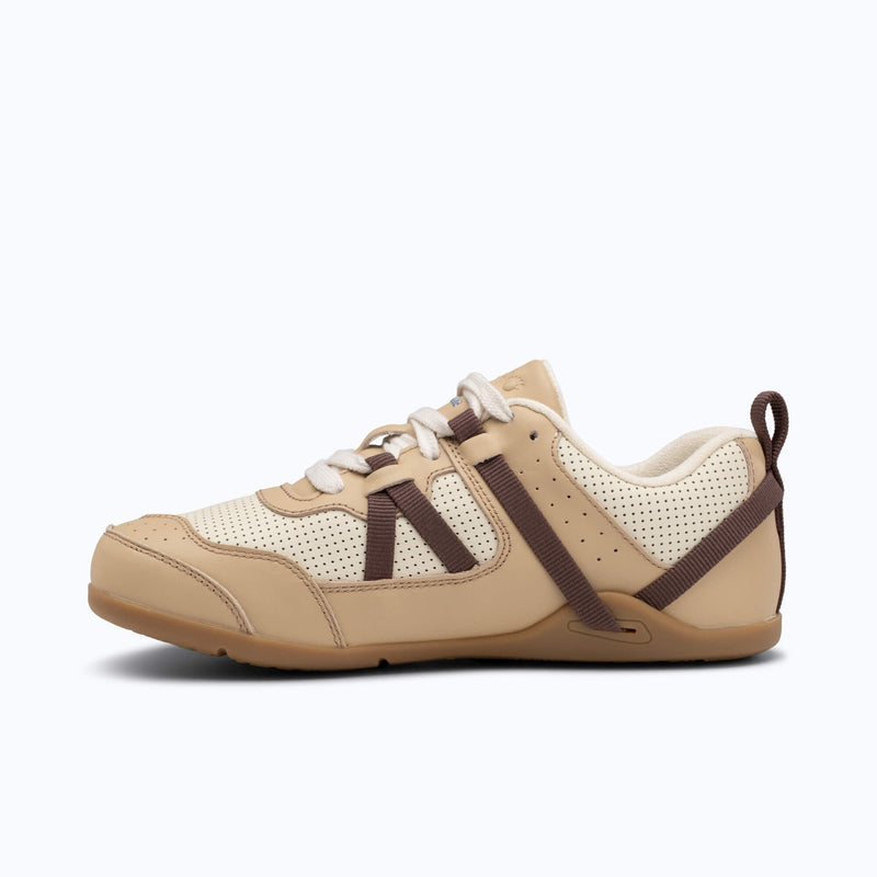 Xero Shoes Prio Leather Shoe in Brown and Cream with Toe Facing Left