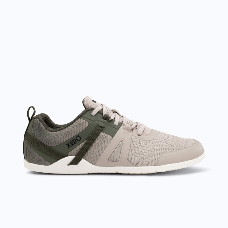 Xero Shoes Prio Neo Men Sneaker at Army Green and Taupe with Toe Facing Right