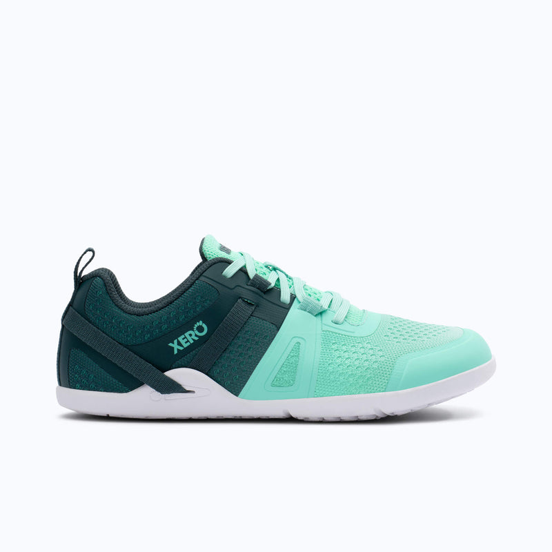 Xero Shoes Prio Neo Women Sneaker at Dark Green and Mint Green with Toe Facing Right