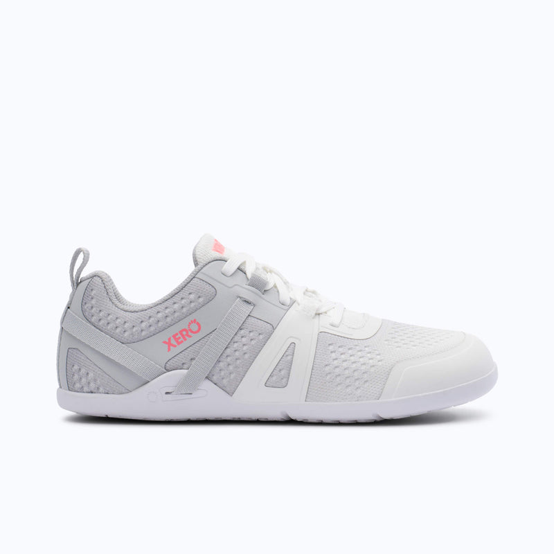 Xero Shoes Prio Neo Women Sneaker at Light Gray and White with Toe Facing Right