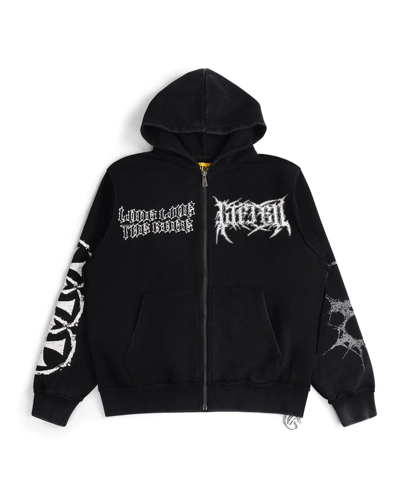 Front View of the RAGE BLK HOODY by GFTD LA