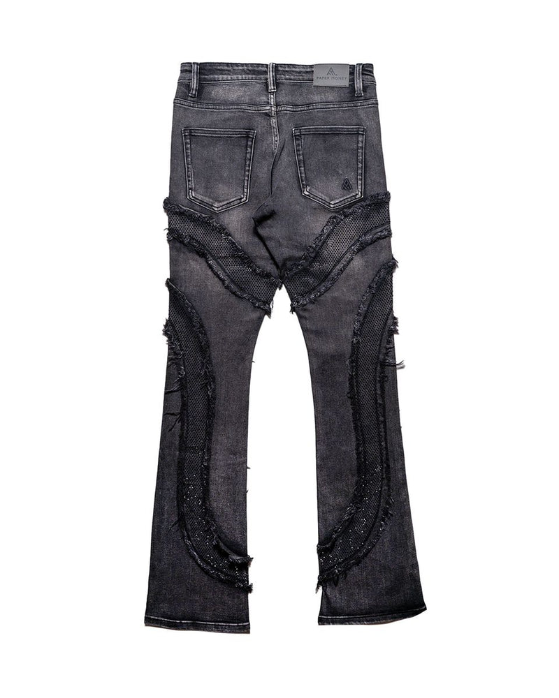 Back View of the Paper Money REBEL Jeans in Black