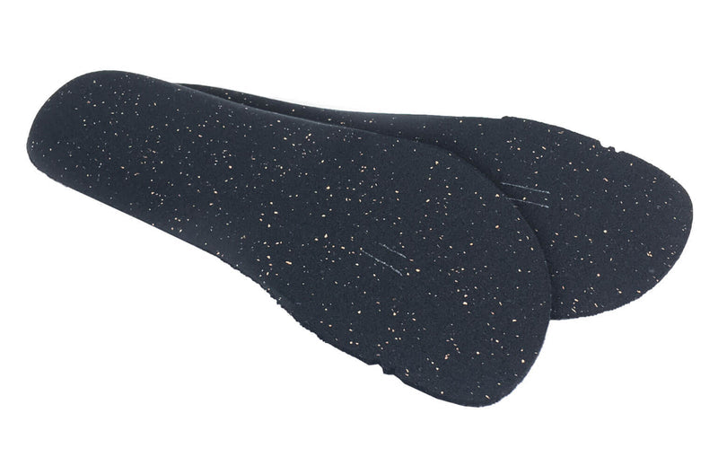 Xero Shoes Replacement Insoles Big Kids in Black with Small Tan Speckles and with Toe Facing Bottom Right