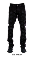 Rhinestone Star Stacked Denim Jet Black
