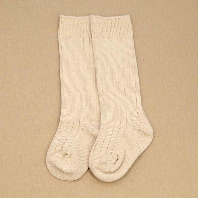 Toddler Girls Latte Ribbed Knee Sock