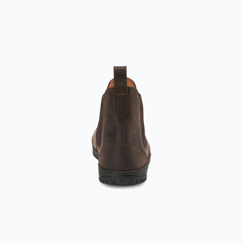 Xero Shoes Ridgeway Chelsea Men Boot in Dark Brown with Toe Facing Back