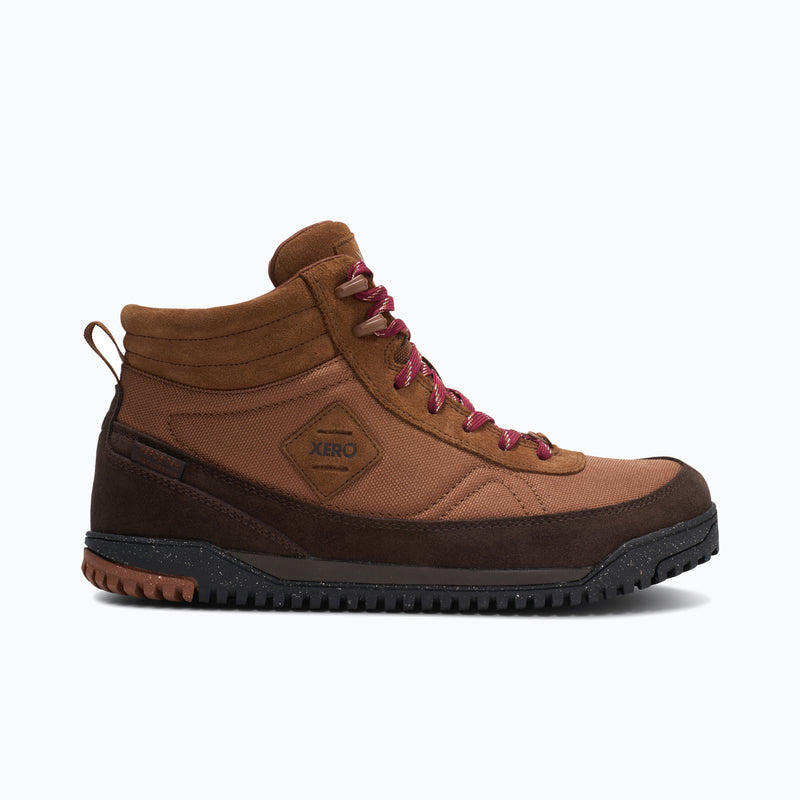 Xero Shoes Ridgeway Men Boot in Brown with Red Lace Toe Facing Right