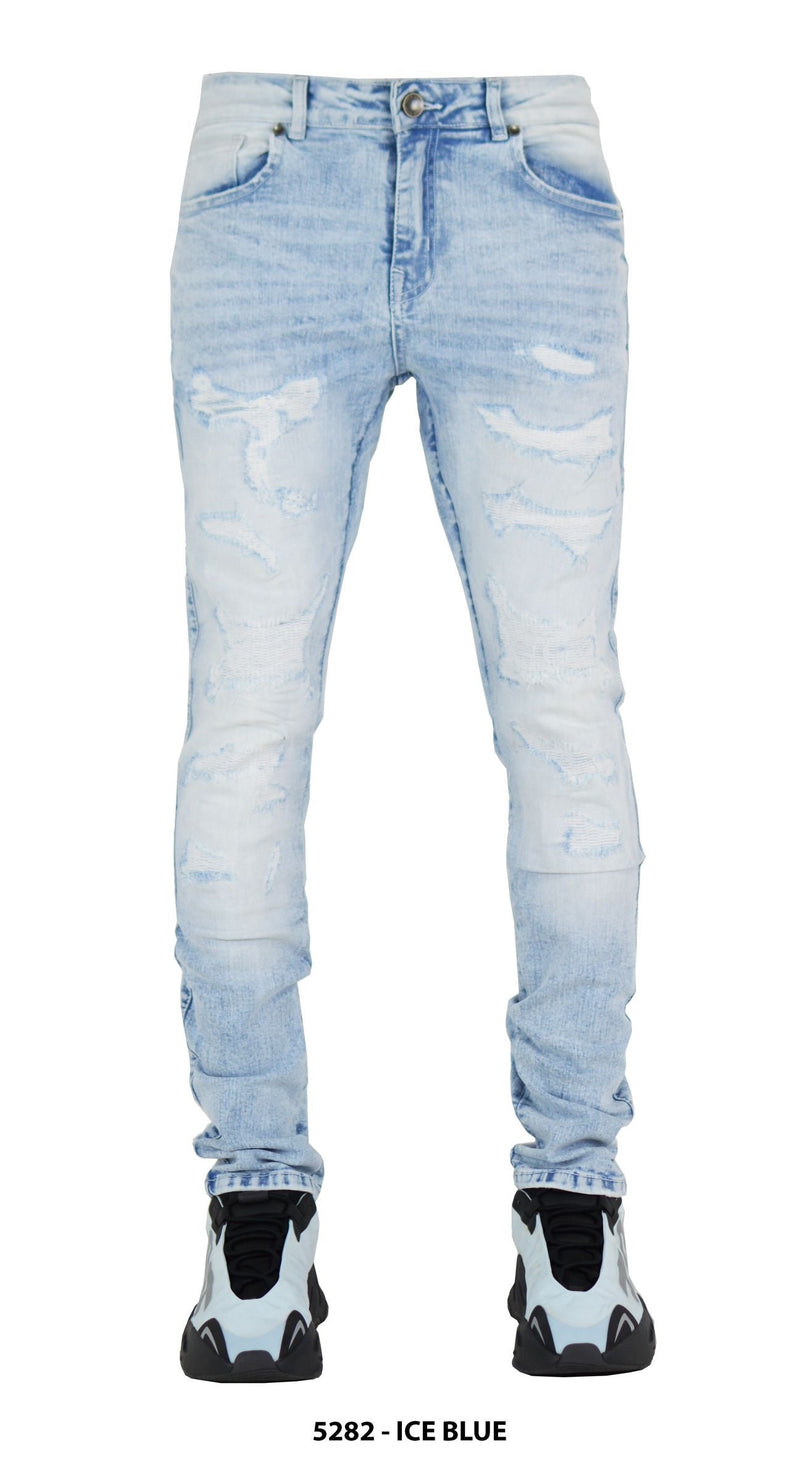 RIP & REPAIR EMB DENIM - BLU