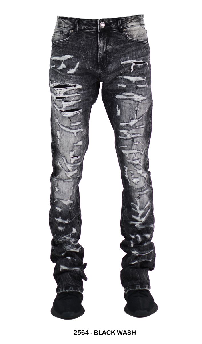 Rip & Repair Stacked Denim BLACK WASH