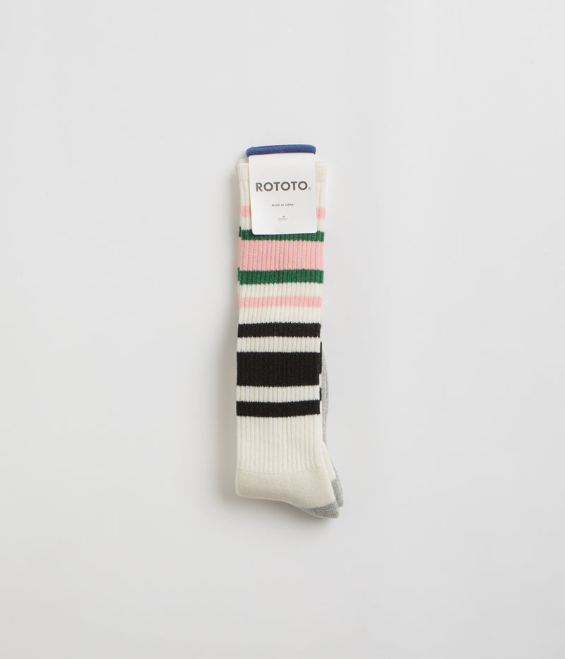 RoToTo Multi Oldschool Socks in Pink and Green