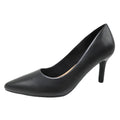 Black high-heeled shoe on a white background