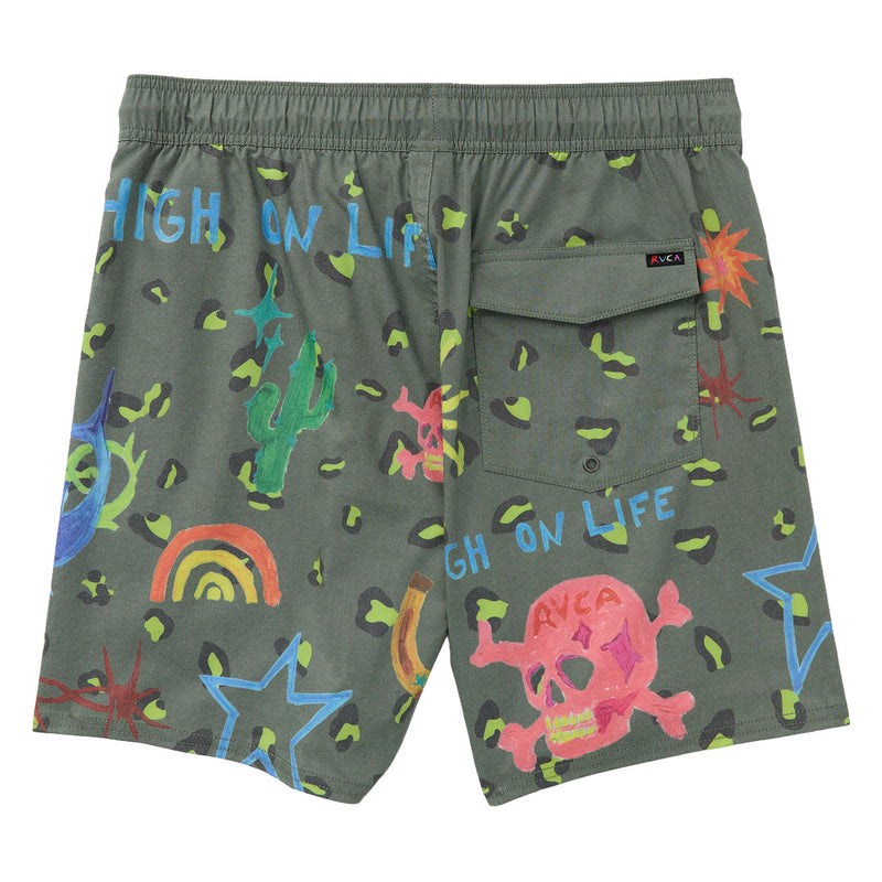 RVCA Dani Skull Elastic 17" Boardshorts - Olive