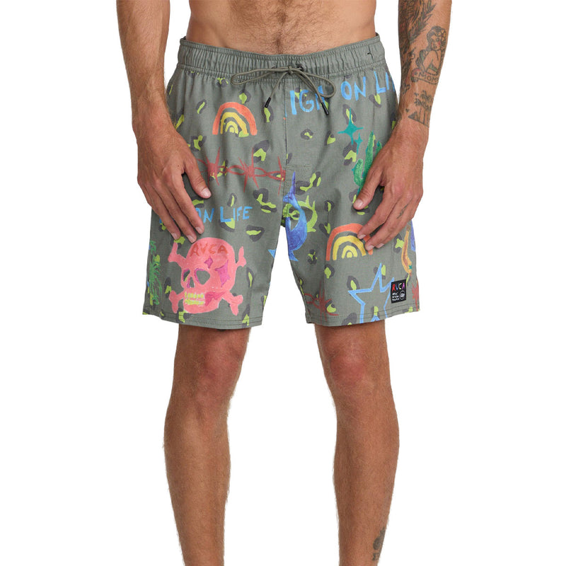 RVCA Dani Skull Elastic 17" Boardshorts - Olive
