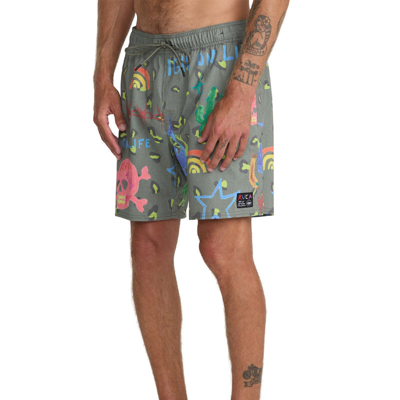 RVCA Dani Skull Elastic 17" Boardshorts - Olive
