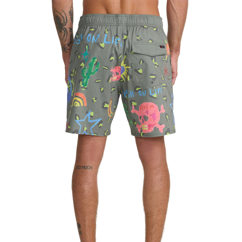 RVCA Dani Skull Elastic 17" Boardshorts - Olive