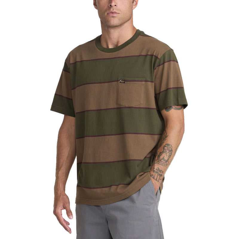 RVCA Dayshift Stripe Pocket T-Shirt - Fatigue