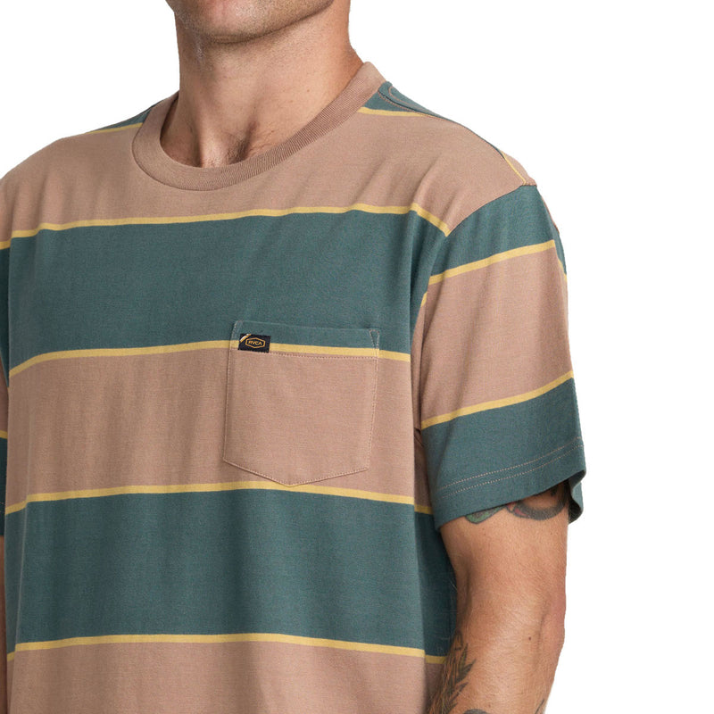 RVCA Dayshift Stripe Pocket T-Shirt - Sonora Brown